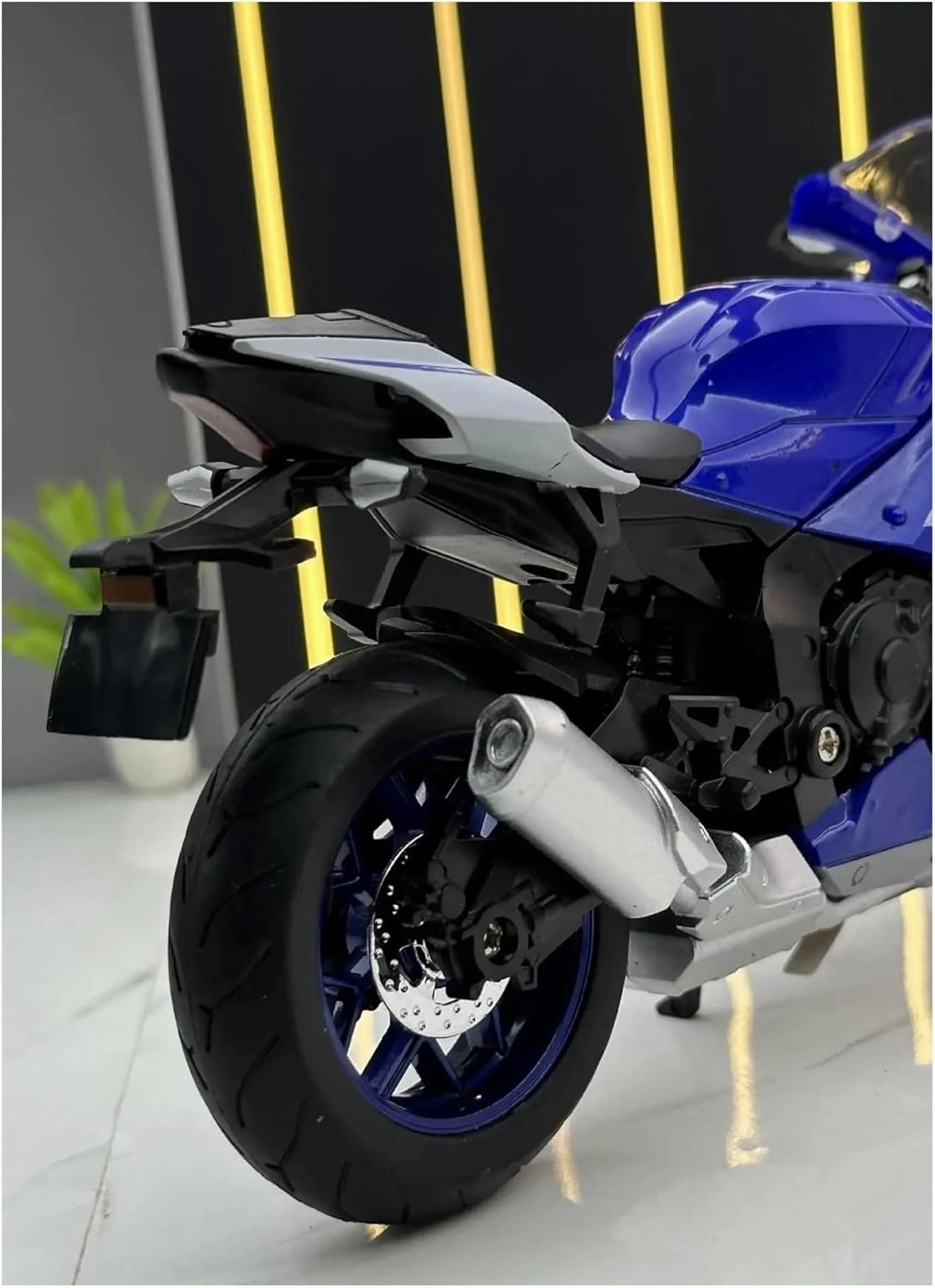 Mini Simulation Motorcycle Toys 1:12 for Yamaha R1 Alloy Simulation Motorcycle Model Children's Toy Car Adult for Boys(Black)