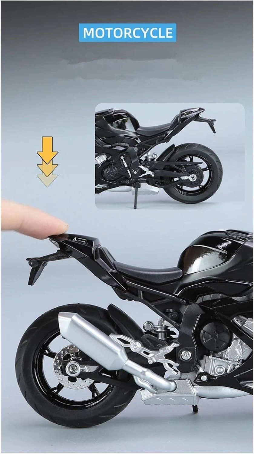 Mini Simulation Motorcycle Toys 1:12 ForS1000RR M2023 Edition Racing Model Die-Casting Alloy Metal Motocross Model Adult for Boys(White)
