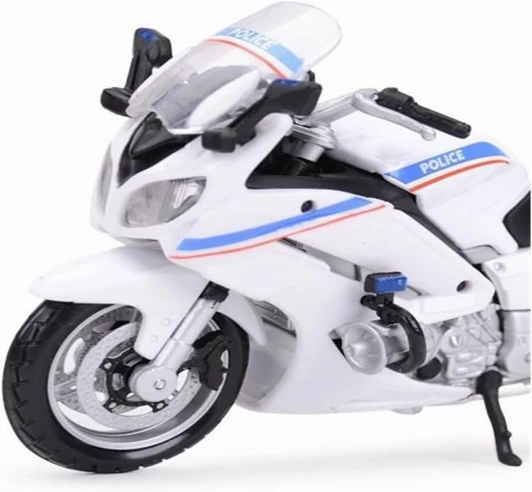 Mini Simulation Motorcycle Toys 1:18 for Yamaha FJR 1300A Police Die Cast Vehicles Collectible Motorcycle Model Toys Adult for Boys(White)