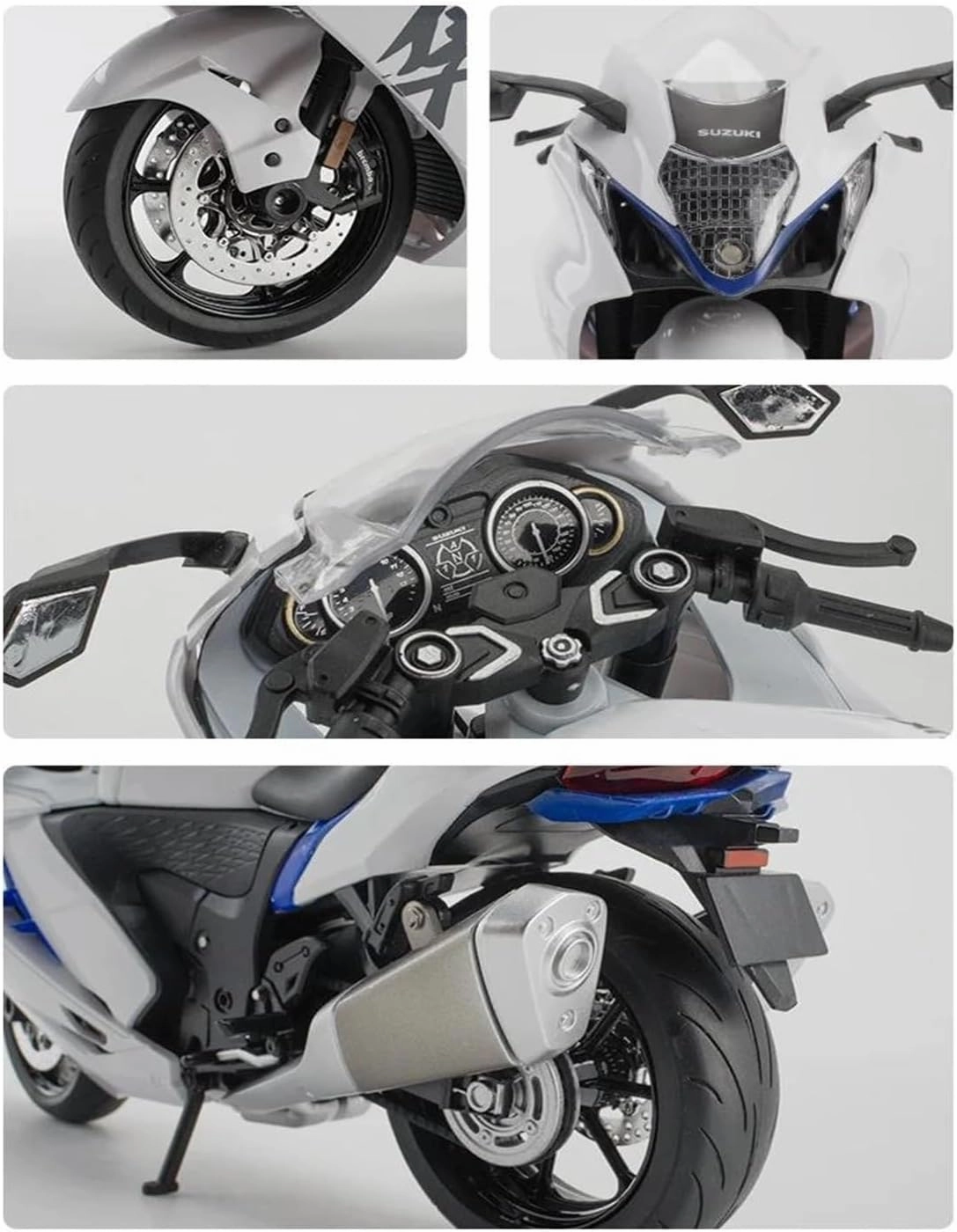 Mini Simulation Motorcycle Toys 1:9 for Suzuki Hayabusa GSX-1300R Alloy Racing Motorcycle Model Toy Collection Adult for Boys(Gray)