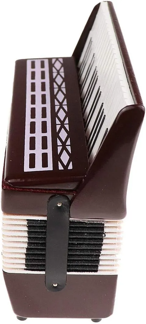 Miniature Accordion with Case Mini Musical Instrument Accordion Replica Collectible Figurines Dollhouse Accessories Model Home Decoration Display Ornament (Red, 4.06"x3.53"x1.56")