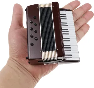 Miniature Accordion with Case Mini Musical Instrument Accordion Replica Collectible Figurines Dollhouse Accessories Model Home Decoration Display Ornament (Red, 4.06"x3.53"x1.56")