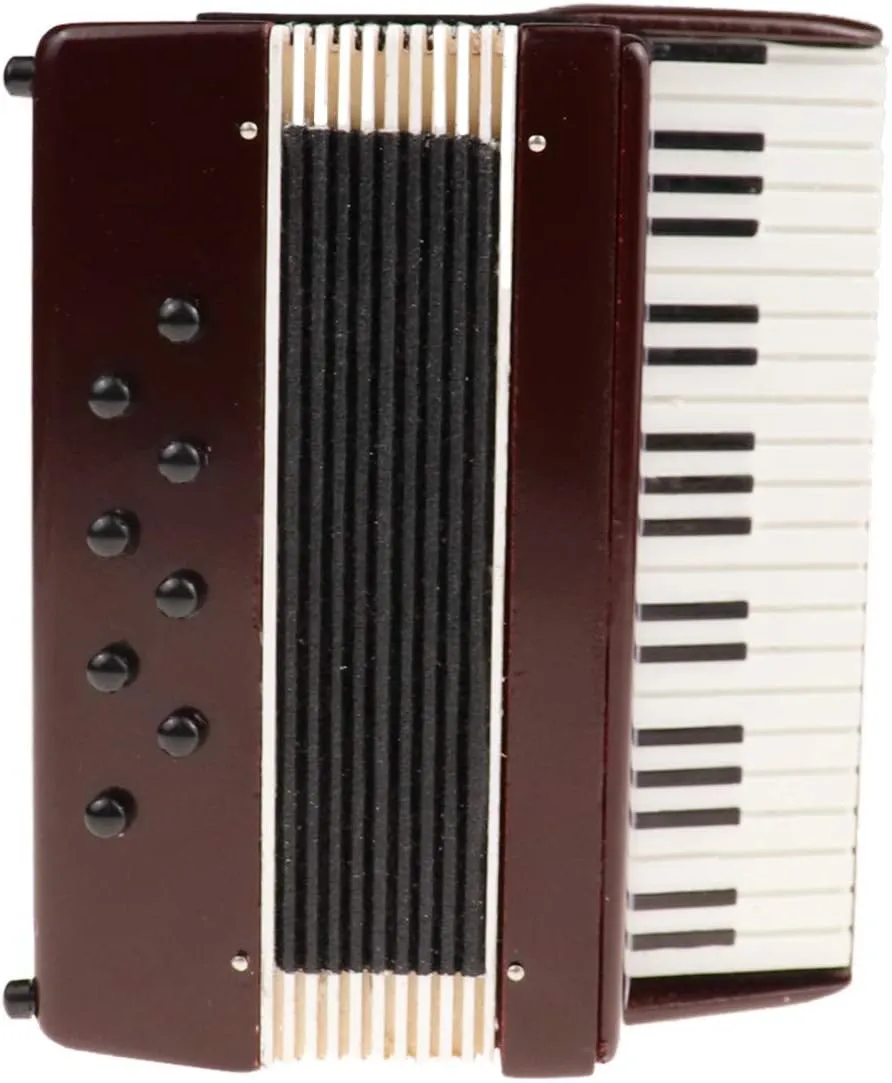 Miniature Accordion with Case Mini Musical Instrument Accordion Replica Collectible Figurines Dollhouse Accessories Model Home Decoration Display Ornament (Red, 4.06"x3.53"x1.56")