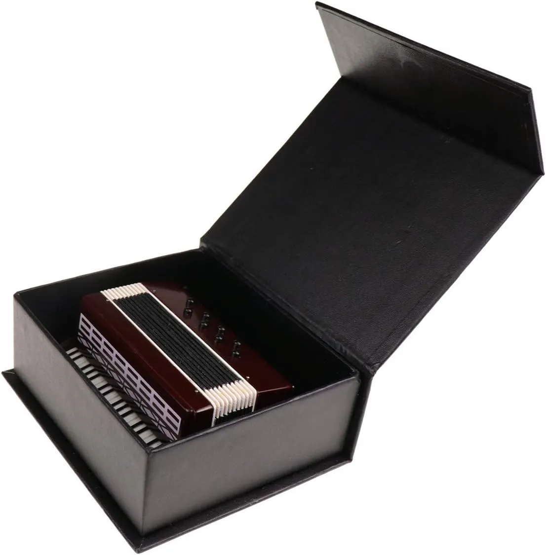 Miniature Accordion with Case Mini Musical Instrument Accordion Replica Collectible Figurines Dollhouse Accessories Model Home Decoration Display Ornament (Red, 4.06"x3.53"x1.56")