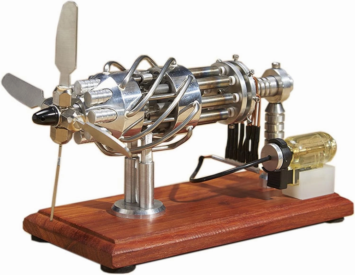 Miniature Mini Steam Engine Model - 16-Cylinder Aircraft Engine Model - Classic Working Steam Engine Educational Physics Experiment Kit