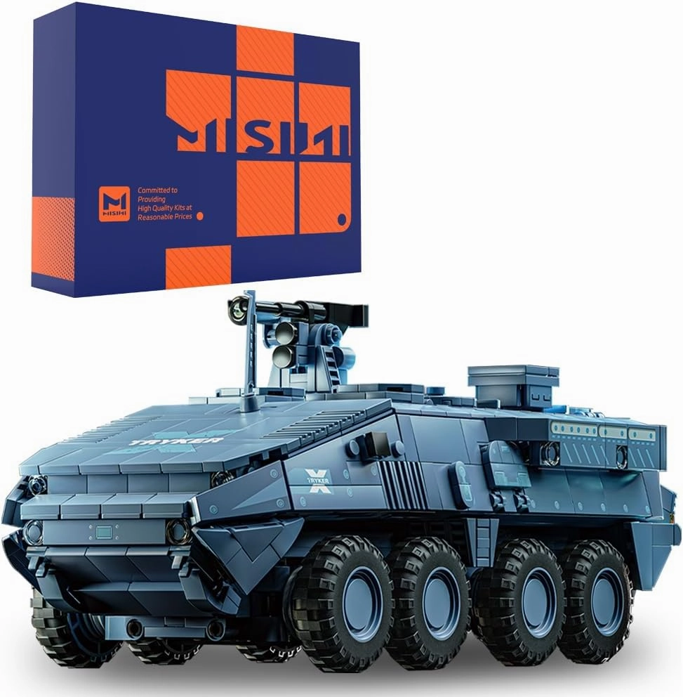 MISINI M6602 Armored Vehicles Stryker X Building Block Kit, Military Armored Tank Vehicle Building Block Set, 2005 Pcs of Adult MOC Armored Vehicle Model Kits, Military Enthusiast Building Toy Gift