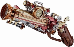 MISINI M6610 Flaming Roses Pistol Building Set, 899 PCS Steampunk Mechanical Gun Weapon with a Base Building Blocks Set, Classic Gun Building Kit Weapon Model, Ideas Gifts for Kids and Adult