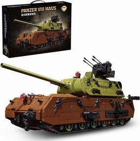 MISINI M6622 1:24 Double Tone Painted Version Panzer VIII Maus Building Blocks Set, 3339 PCS World War II MOC Creative Heavy Tank Modular Bricks Model, Gifts for Teens Military Enthusiasts and Adults