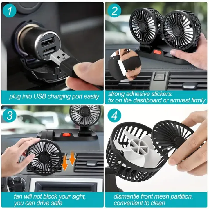 MistBreeze™ Dual-Head Car Fan