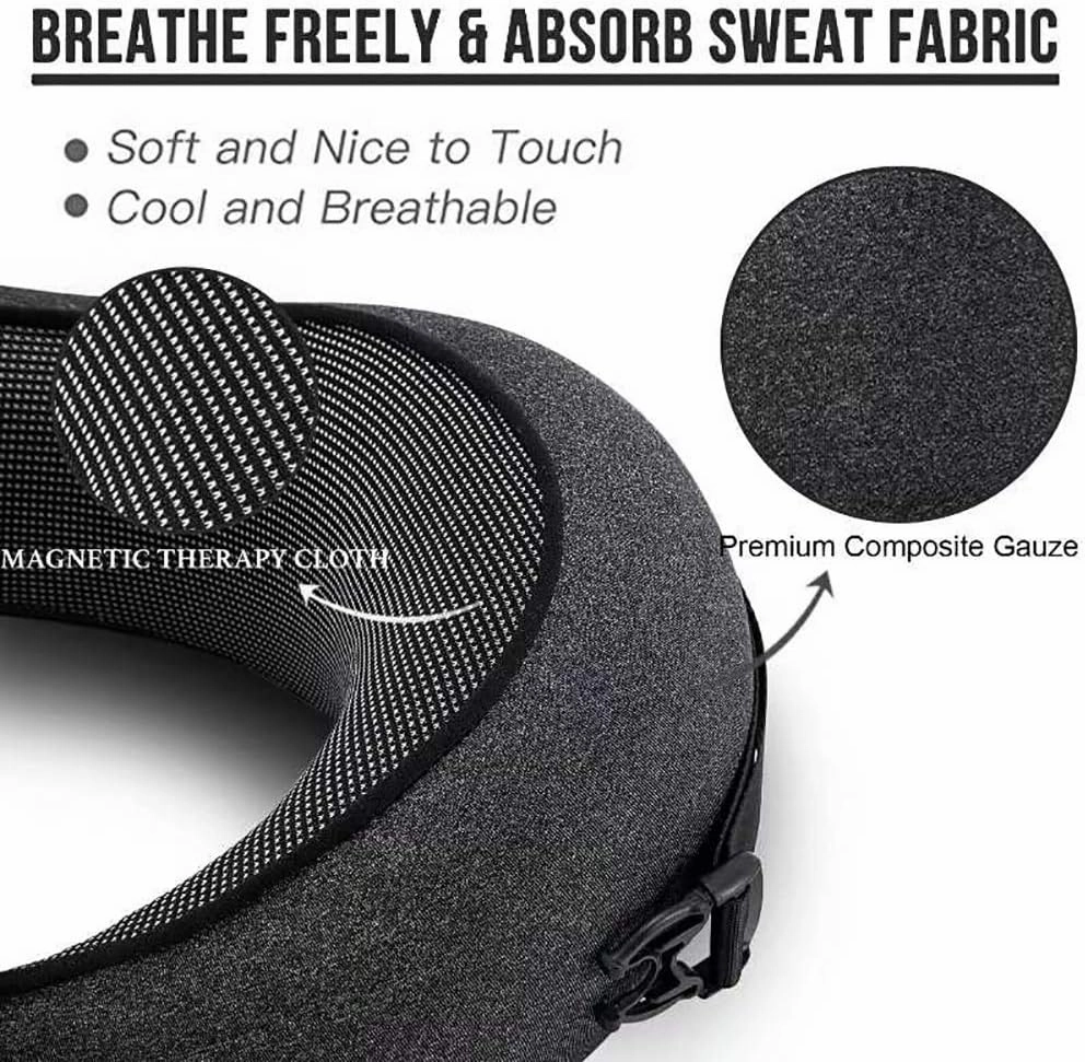 MLVOC Travel Pillow 100% Pure Memory Foam Neck Pillow, Comfortable & Breathable Cover, Machine Washable, Airplane Travel Kit with 3D Contoured Eye Masks, Earplugs, and Luxury Bag, Standard (Multi)