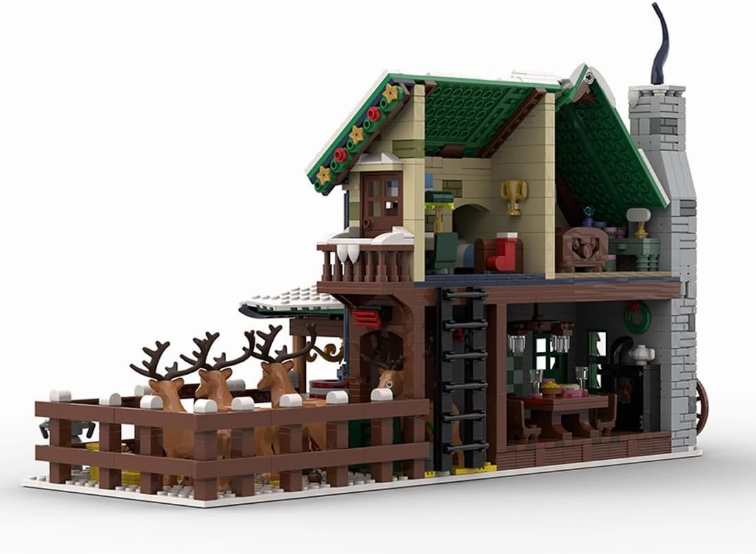 Modular Reindeer Ranch Building Kit, Christmas Snow Scene Series Building Blocks Set, Great Gifts for Christmas to Teens and Adults (1973PCS)