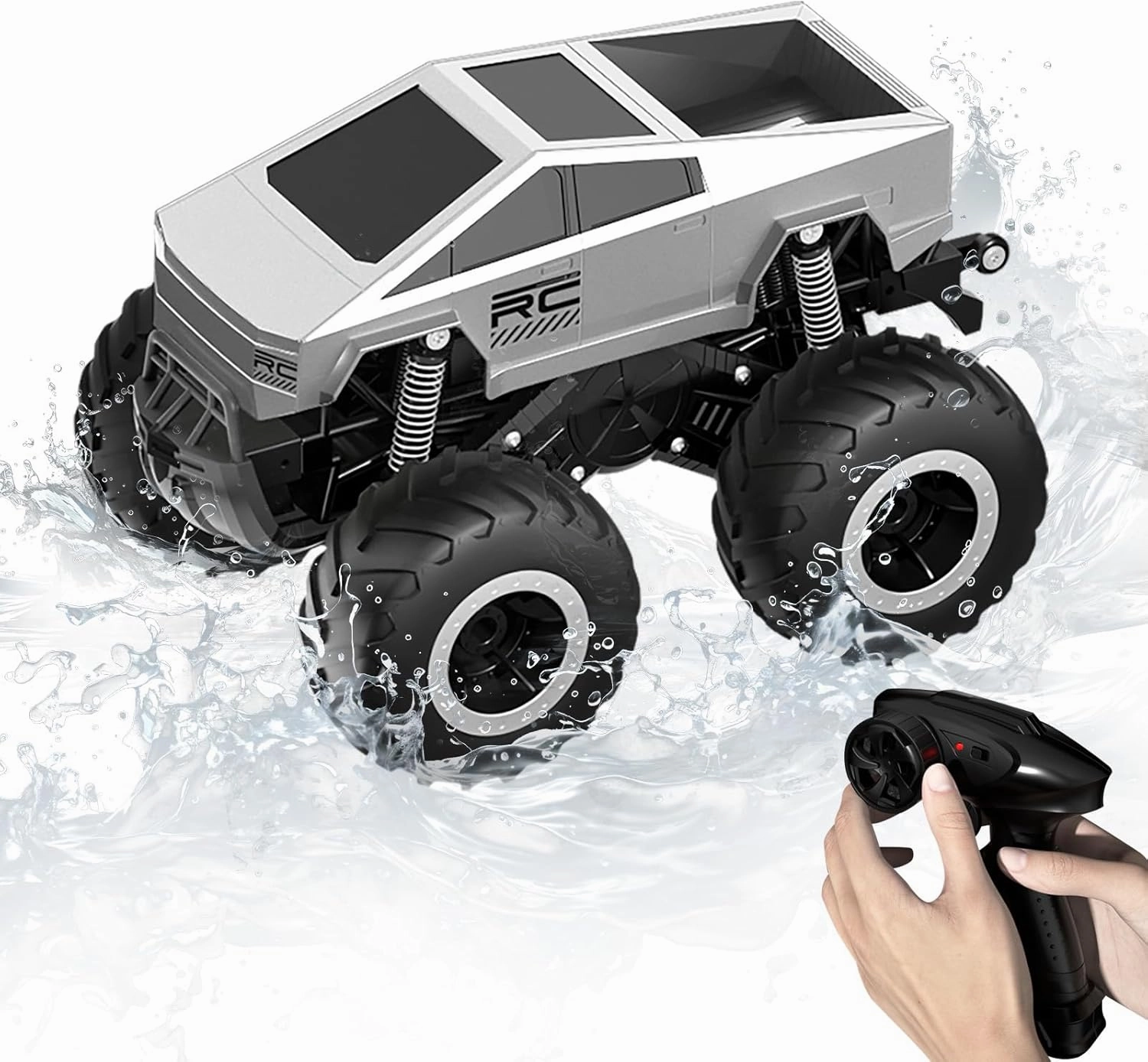 Monster Truck Toy 1:16 Scale Toy RC Remote Control Car Off-Road Pick-up Truck, 4WD Waterproof Monster Truck Toys, 2.4GHz Cybertruck Toy RC Car for All Terrain, for Boys/Girls Age 6 7 8 9 10-12 