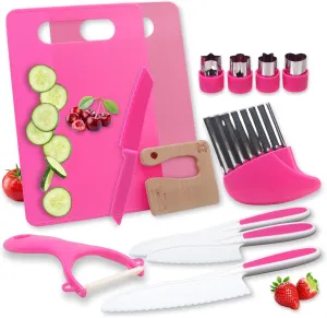 Montessori Kitchen Tools Toys Gifts for Kids Girls 3 4 5 6 7 8 9 10 Years Old, Real Cooking Safe Knives Set, Birthday Gift for Kids