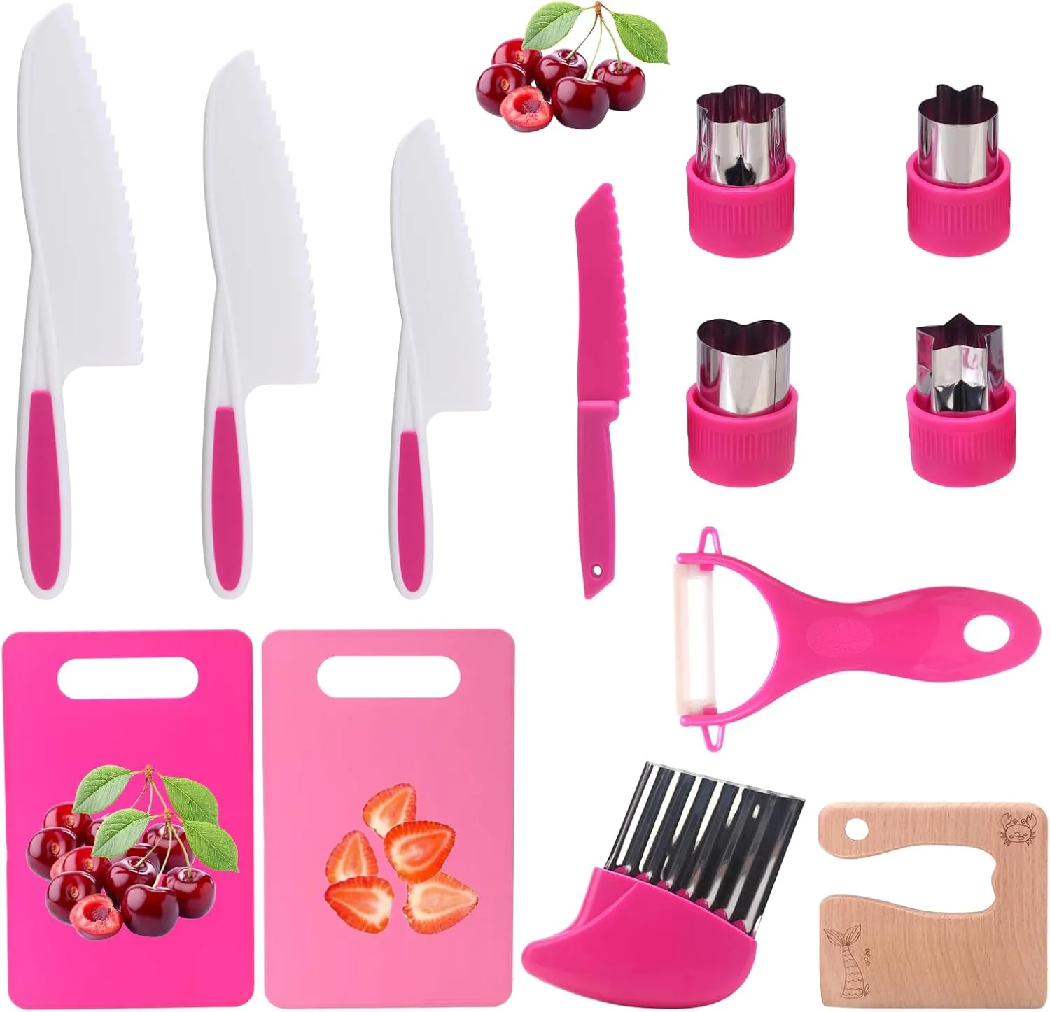 Montessori Kitchen Tools Toys Gifts for Kids Girls 3 4 5 6 7 8 9 10 Years Old, Real Cooking Safe Knives Set, Birthday Gift for Kids