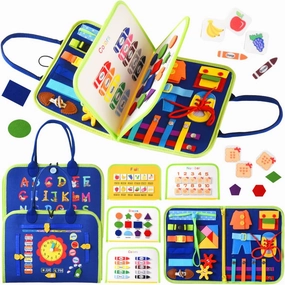Montessori Activity Busy Book for Toddler - 1 2 3 4 5 Years Old,Learning Activity Busy Board for Toddlers 1-3,Quiet Sensory Board Educational Toys for Motor Skills,Travel Toys for Airplane Car Easter