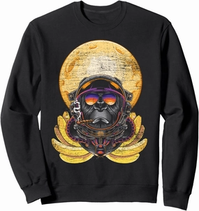 Moon Outer Space Science Banana Smoking Monkey Astronaut Sweatshirt