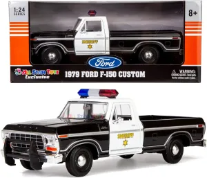Motormax All Star Toys Exclusive 1979 Ford F-150 Sheriff Pickup Classic F150 Police Pick Up Truck 1:24 Diecast Collectible Model Car Black 76986 (Sheriff)