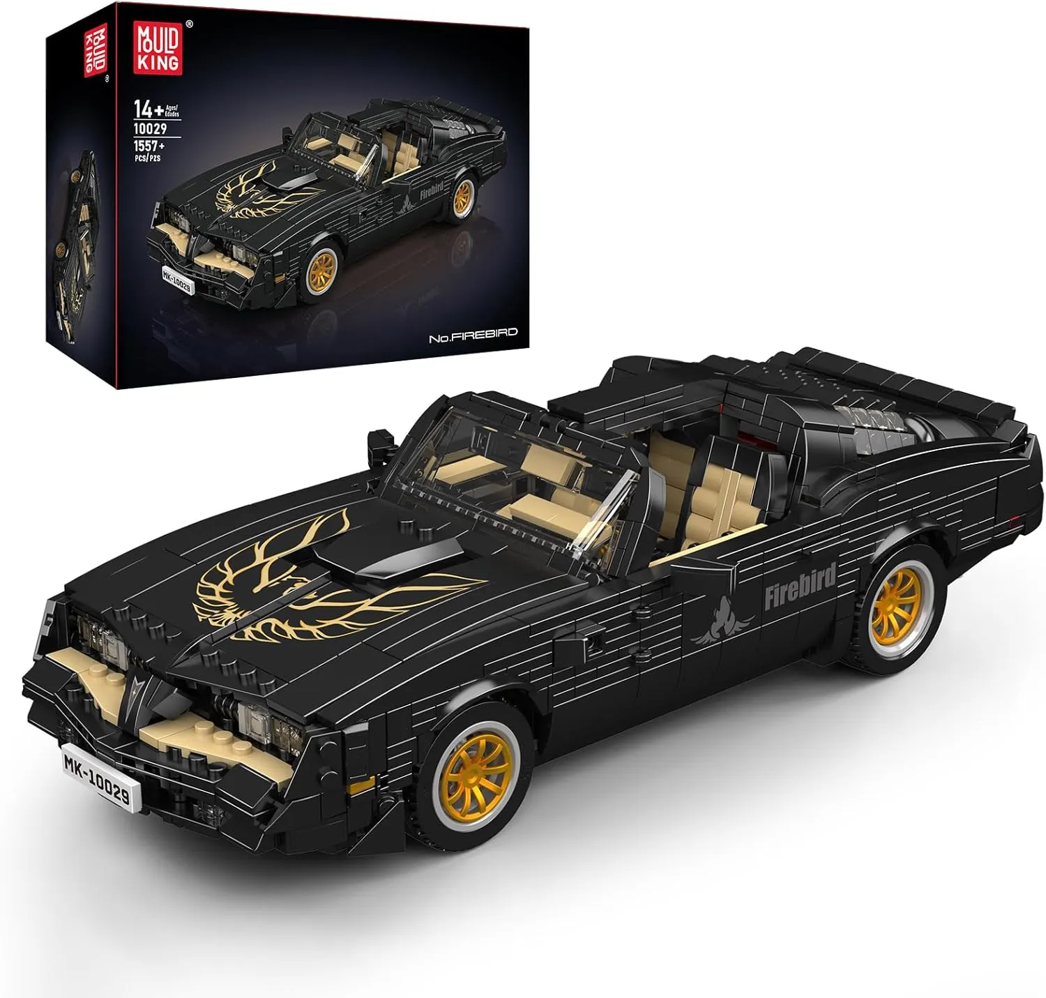 Mould King 10029 Technical Sports Car Building Kit,1557  PCS Firebird Muscle Car Model, Creative Construction Toy for Teens and Adults 14 