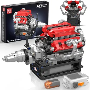 Mould King 10204 V8 Engine Model That Works, MOC Ideas Mini Transmission V8 Engine Model Toy for Display, STEM Building Project for Boys 8-14(750 PCS)