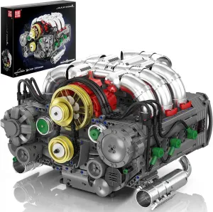 Mould King Flat Engine Building Sets, V8 Model Engine Kit for Adults, Mini Engine Scale Model with Motor, 10181 STEM DIY Building Kits That Works, Blocks Toys for Boys Kids Aged 14  (2375 Pieces)