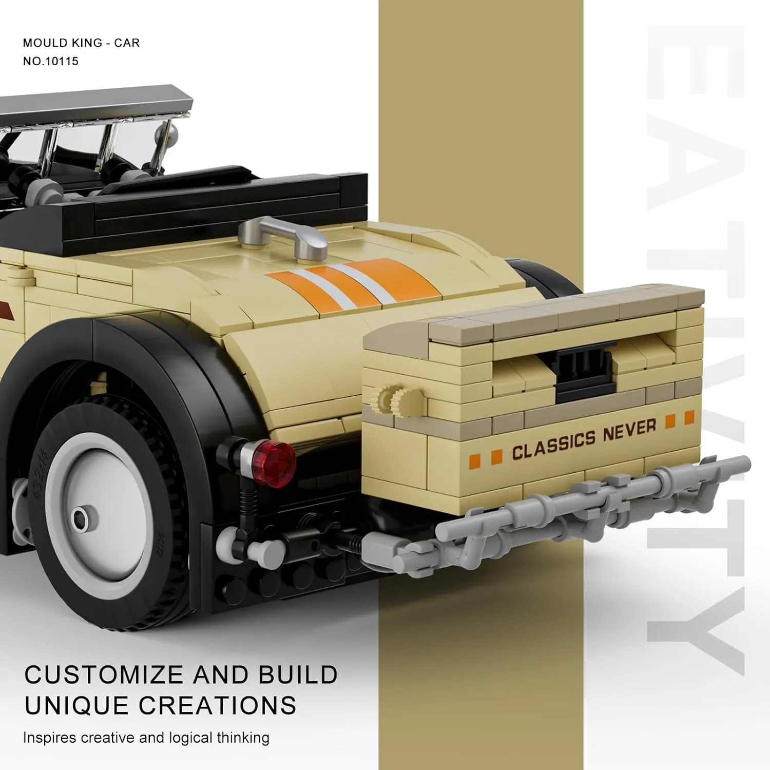 Mould King Vintage Car, Collectible Classic Antique Vehicle, 10115 Classic Cars Building Sets, Retro Car Model Blocks Kits for Adults and Boys Girls Kids Aged 14 , 897 Pieces