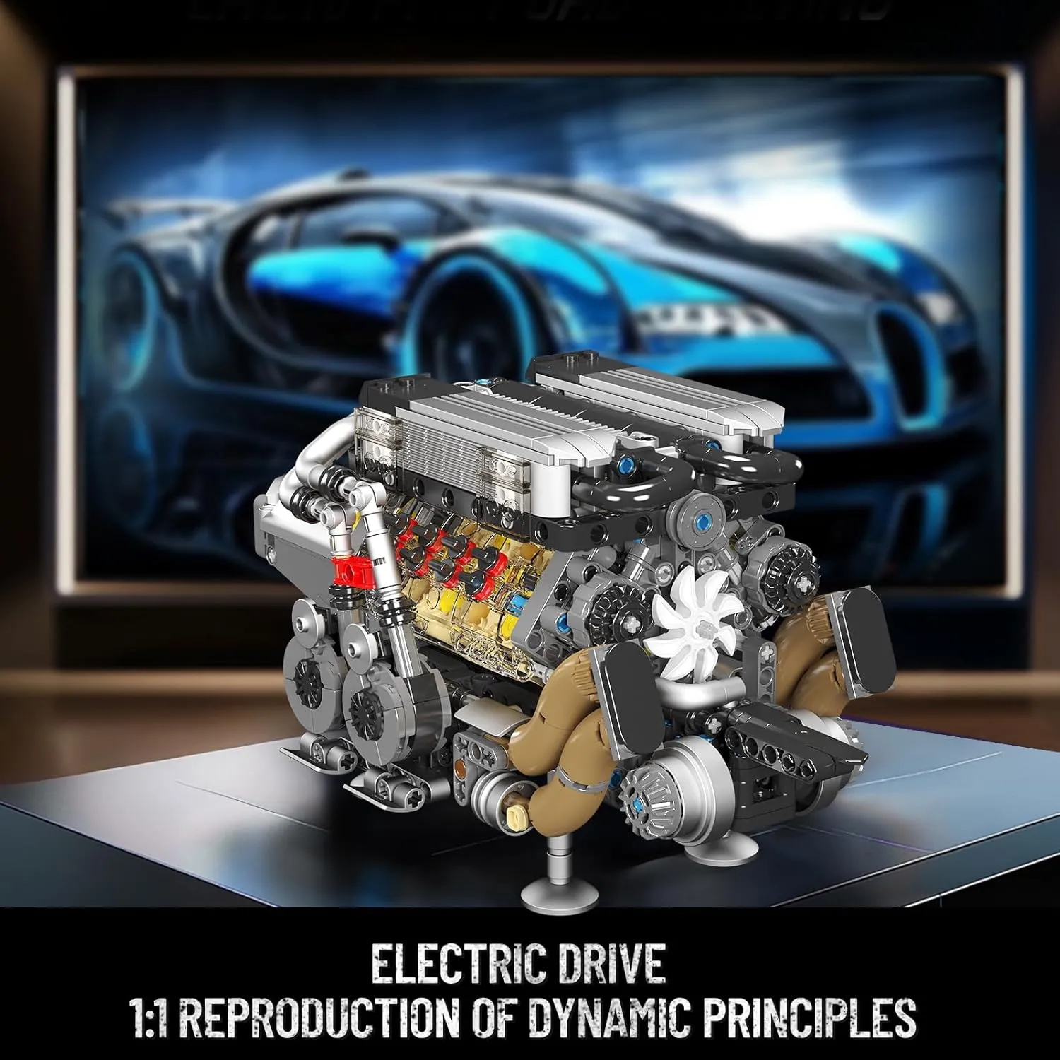 Mould King W16 Engine Building Blocks Set, Combustion Engine Model That Runs, Mini Engine Build Kit for Adults with Battery and Motor, Engineering Construction STEM Toy for Children Boys Girl(952 Pcs)