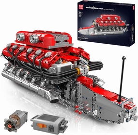 Mould King Model Power V12 Engine Model Kit That Runs - 3472  PCS STEM Motorized Model with Motor & Gearshift, 6.5-Liter Car Mini Engine Kits for Adults & Kids Age 14 , DIY Mechanic Engineering Kit