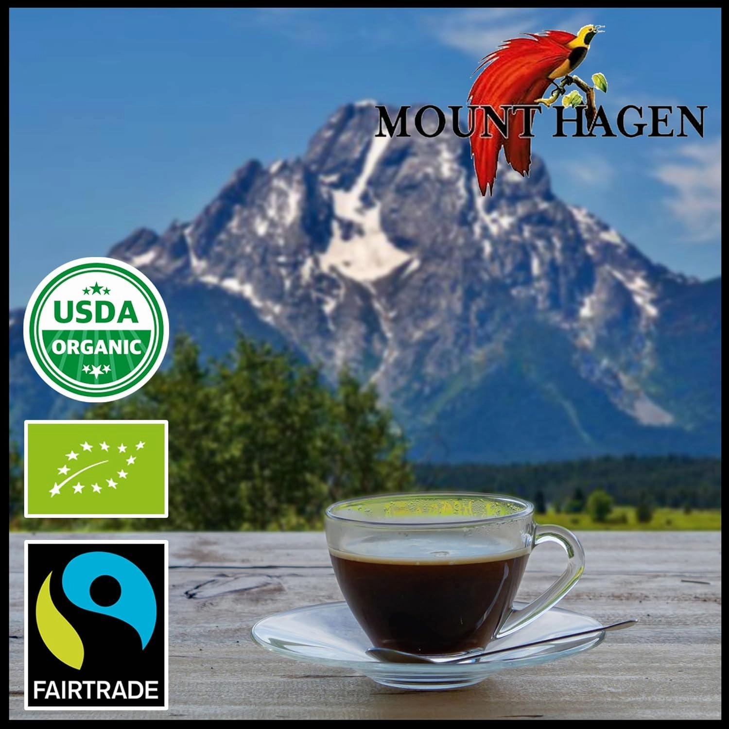 Mount Hagen 7.05oz Organic Freeze Dried Instant Coffee - 2 Pack | Eco-friendly, Fair-Trade Instant Coffee in Resealable Pouch Bag, Medium Roast Arabica Beans [2x7.05oz]