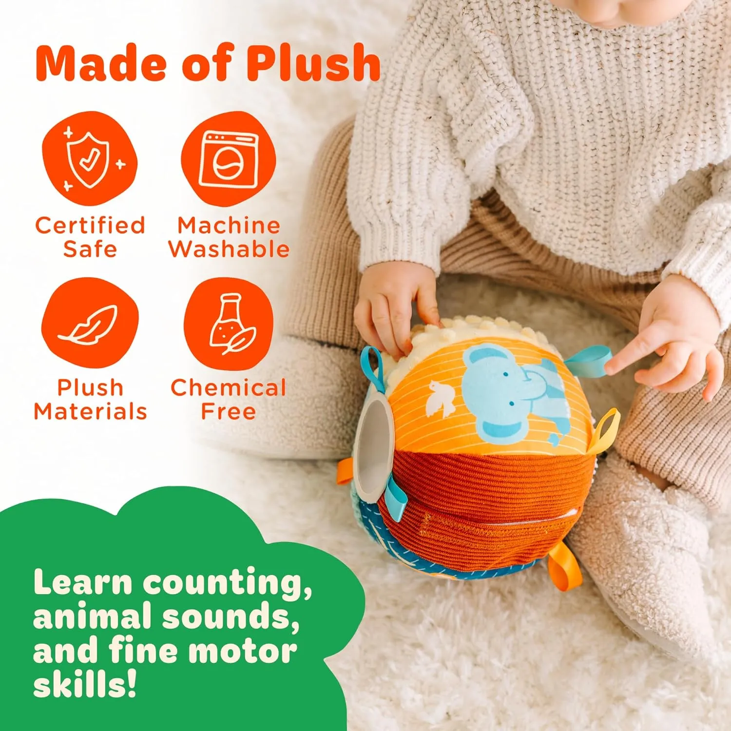 Move2Play, Hilariously Interactive Toy with Music & Sound Effects | Birthday Gift for Boy & Girl | Ball for Toddler & Baby | Indoor/Outdoor | Age 6, 9, 12  Month | 1, 2, 3  Year Old