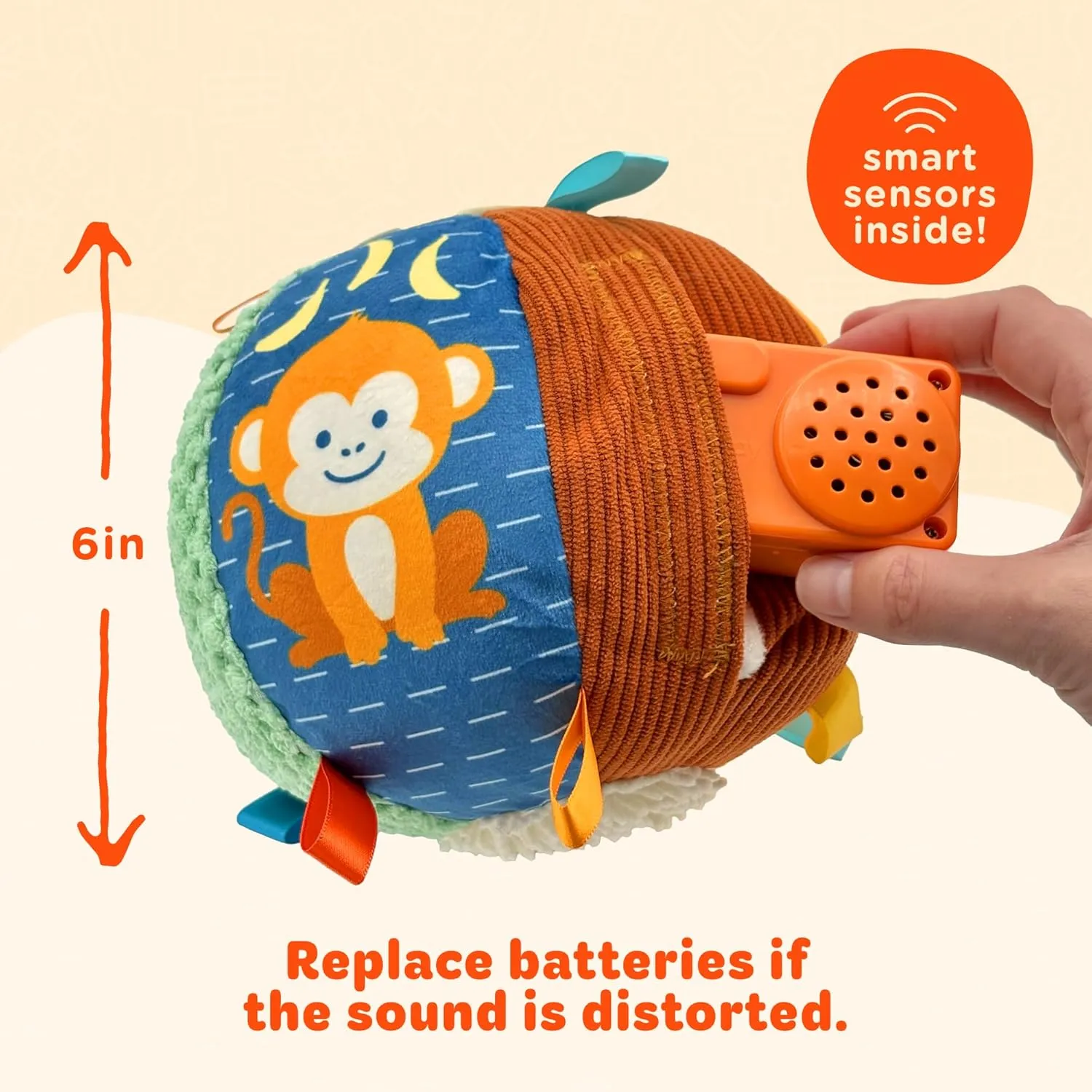 Move2Play, Hilariously Interactive Toy with Music & Sound Effects | Birthday Gift for Boy & Girl | Ball for Toddler & Baby | Indoor/Outdoor | Age 6, 9, 12  Month | 1, 2, 3  Year Old