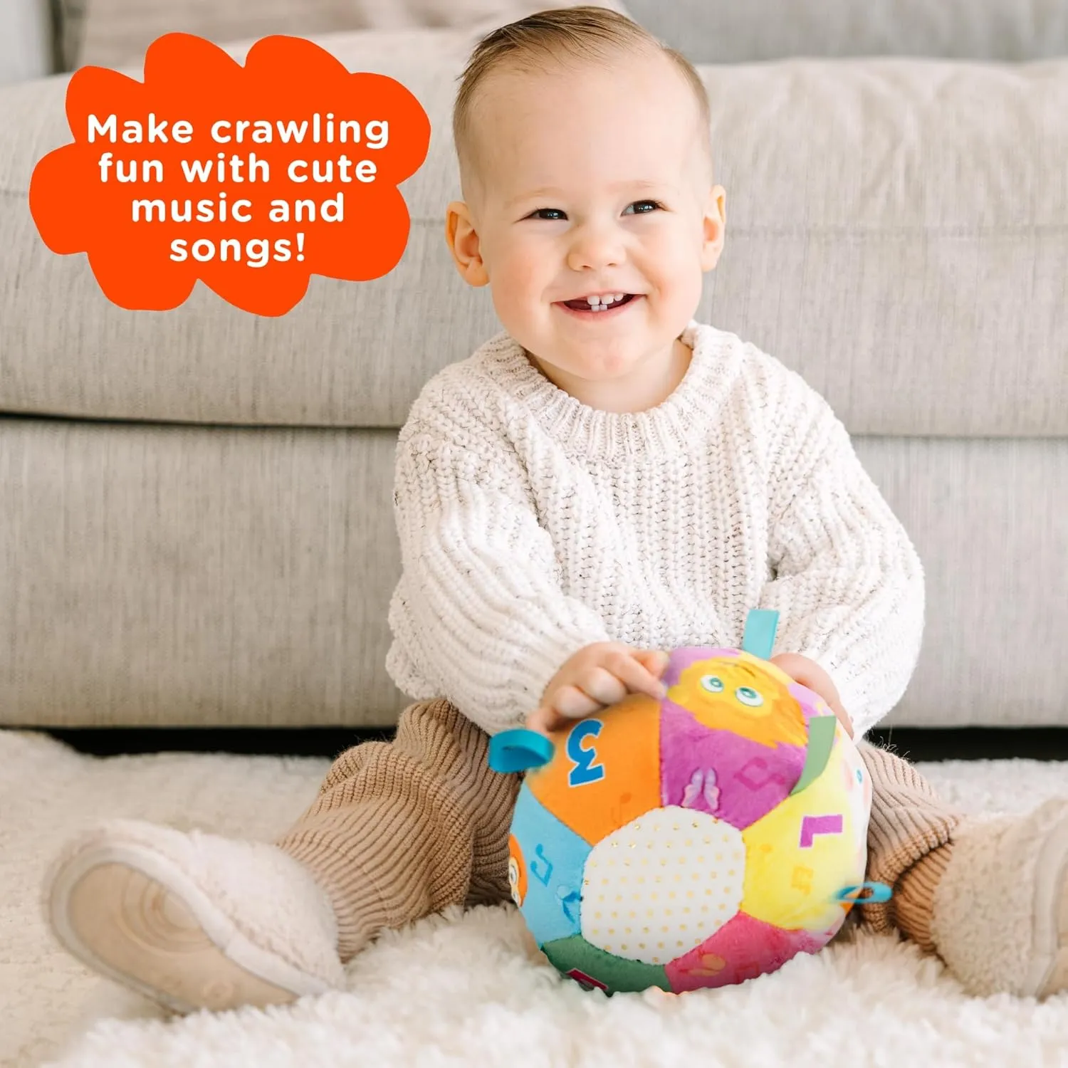 Move2Play, Hilariously Interactive Toy with Music & Sound Effects | Birthday Gift for Boy & Girl | Ball for Toddler & Baby | Indoor/Outdoor | Age 6, 9, 12  Month | 1, 2, 3  Year Old