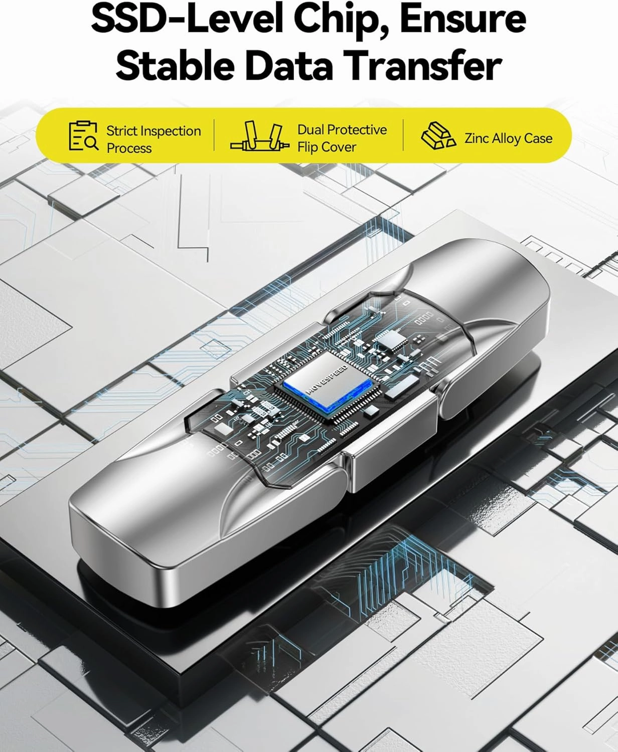 MOVE SPEED 1TB Solid State Flash Drive 570MB/s High Speed Type C   USB 3.2 Drive Dual Port, Thumb Drive Compatible with iPhone 15, 16 Series/Android Phone/MacBook/Audio/Smart TV
