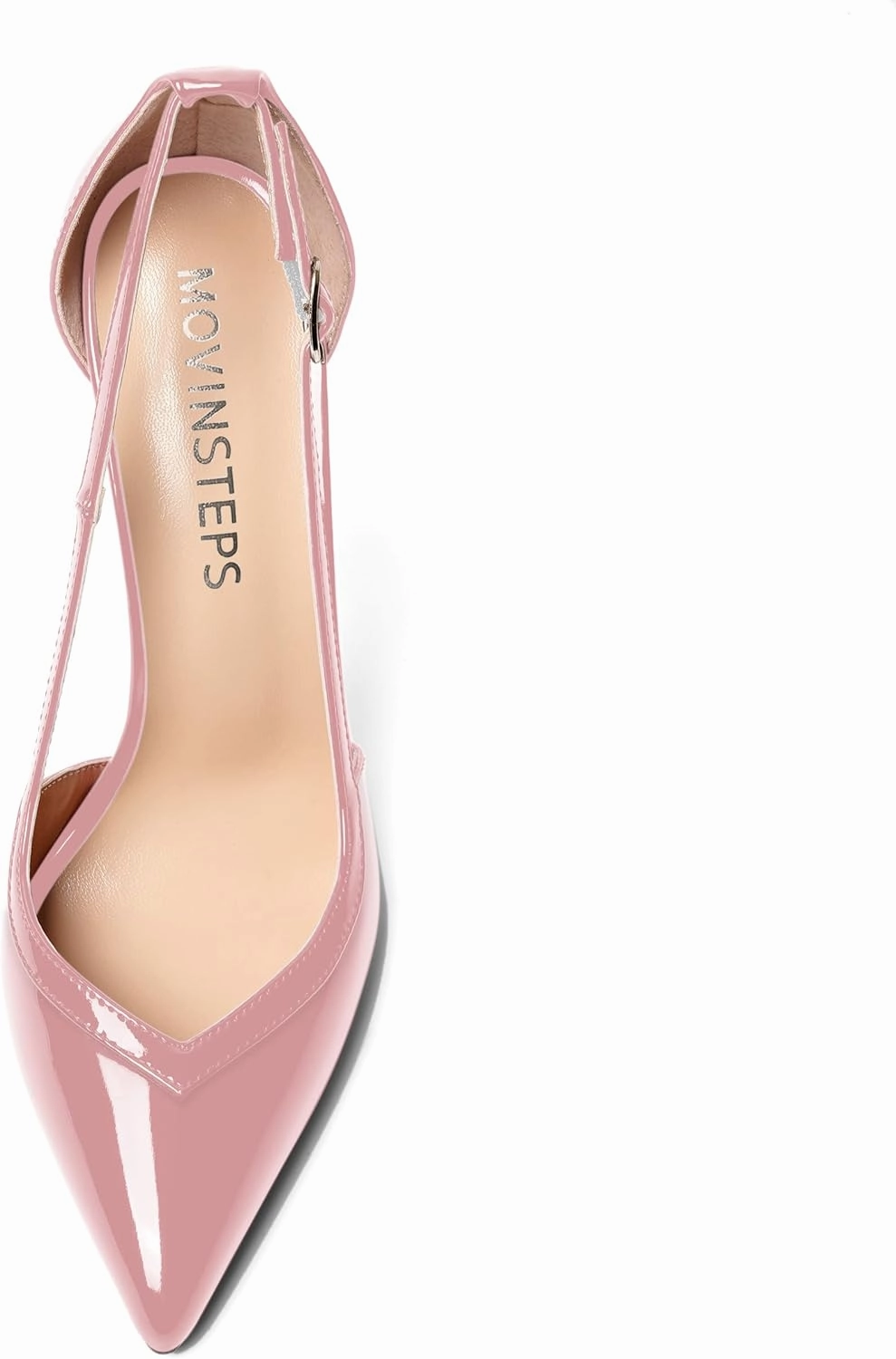 MOVINSTEPS Womens Dress Adjustable Strap Slip On Dating Pointed Toe Patent Stiletto High Heel Pumps Shoes 4.7 Inch
