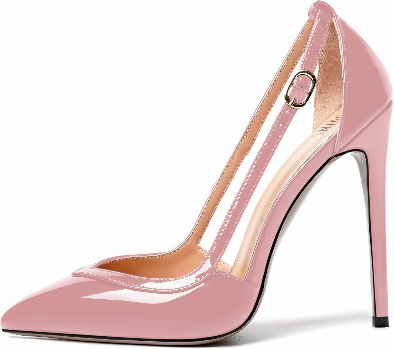 MOVINSTEPS Womens Dress Adjustable Strap Slip On Dating Pointed Toe Patent Stiletto High Heel Pumps Shoes 4.7 Inch