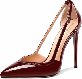 MOVINSTEPS Womens Dress Adjustable Strap Slip On Dating Pointed Toe Patent Stiletto High Heel Pumps Shoes 4.7 Inch