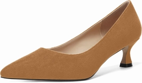 MOVINSTEPS Womens Pointed Toe Bridal Slip On Suede Dress Kitten Low Heel Pumps Shoes 2 Inch