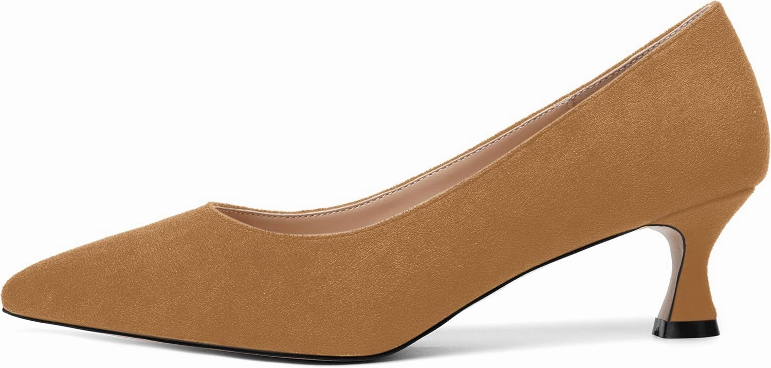 MOVINSTEPS Womens Pointed Toe Bridal Slip On Suede Dress Kitten Low Heel Pumps Shoes 2 Inch