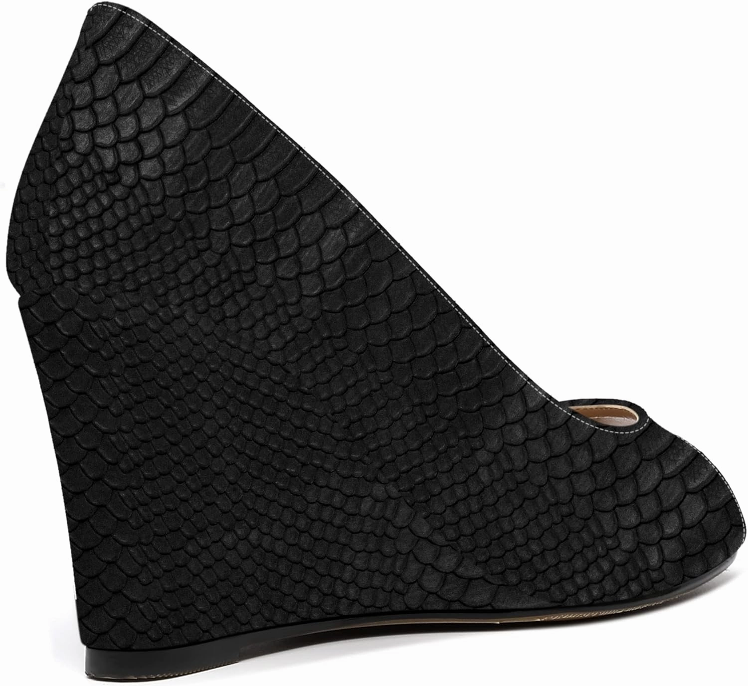 MOVINSTEPS Womens Slip On Work Patent Peep Toe Fashion Wedge High Heel Pumps Shoes 3.3 Inch