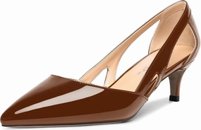 MOVINSTEPS Womens Wedding Cut Out Pointed Toe Patent Sexy Slip On Kitten Low Heel Pumps Shoes 2 Inch