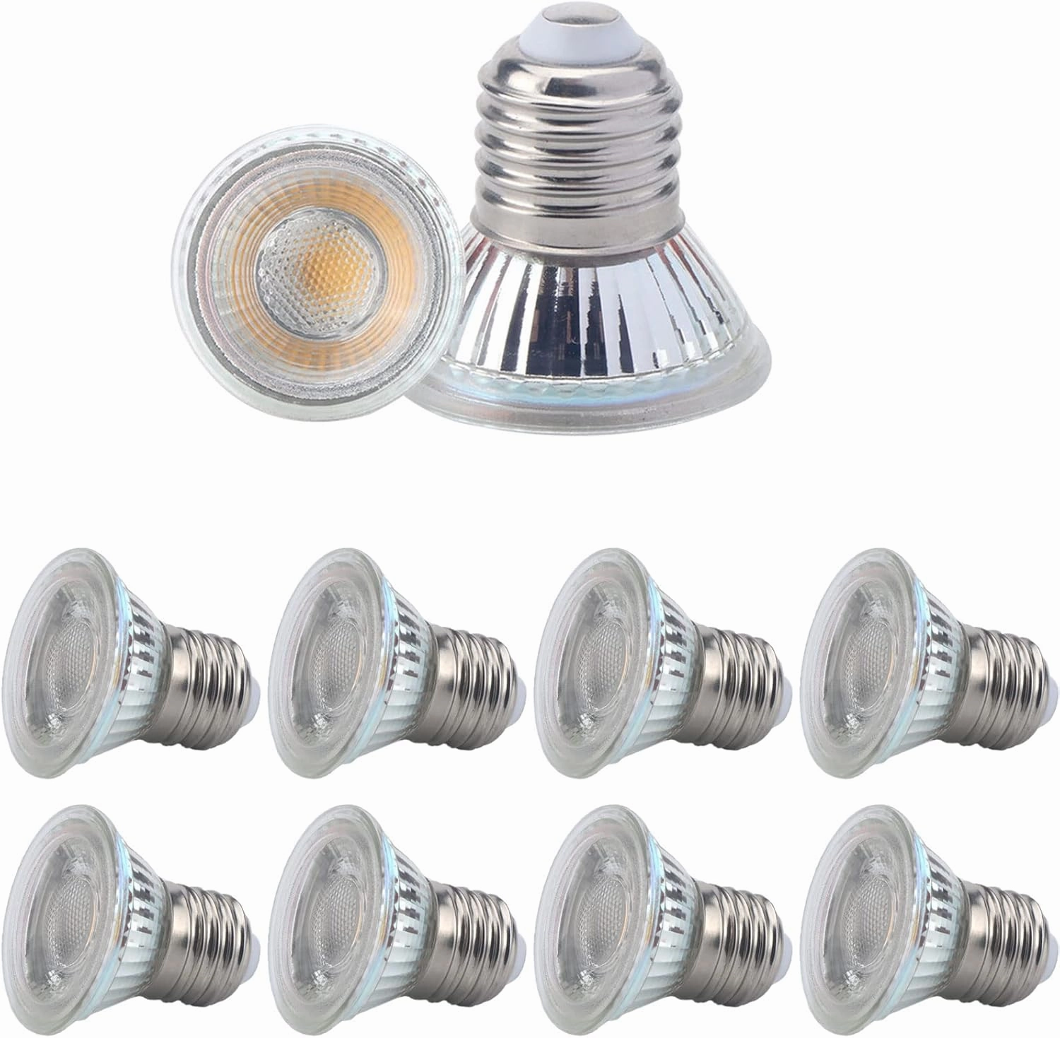 MR16 5W LED Light Bulbs, E26 Base Equivalent 50W, 500 Lumens, Warm White 3000K for Track Lights, Recessed Lights, AC110V, 38° Beam Angle, Dimmable, E26 Base, Pack of 8