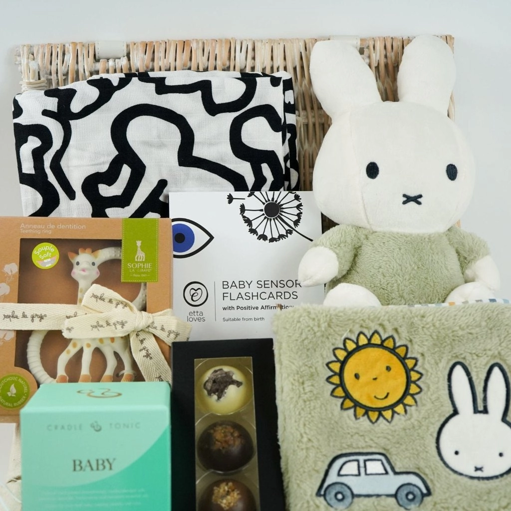 Mum And Baby Sensory Hamper, Etta Loves Swaddle, Miffy And Sophie La Giraffe