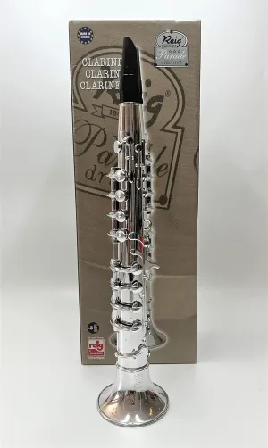 My First Toy Clarinet for Kids in Silver Finish with Standard Keys is a Great Learning Kid Toy Instrument and Teaching Tool for Children Ages 3  BPA Free.
