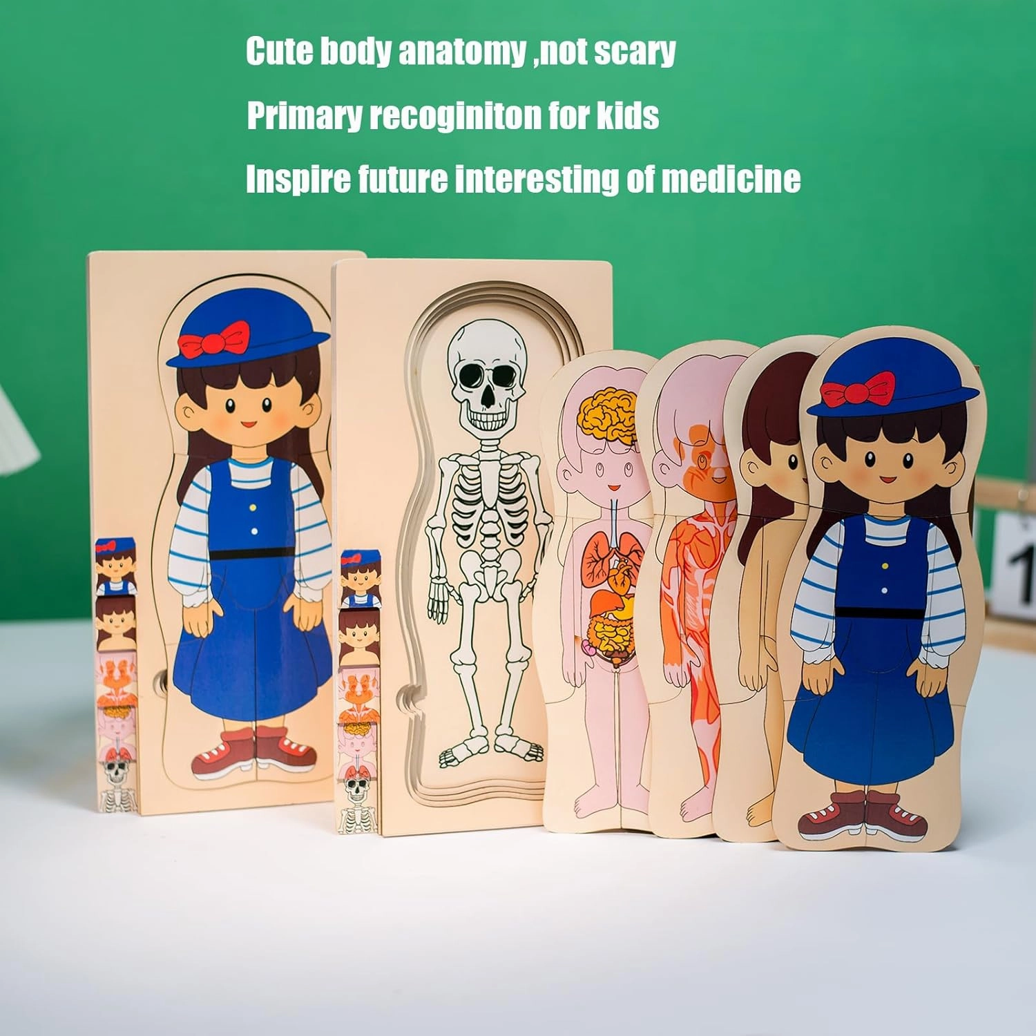 My Body Puzzle for Toddlers Kids Girls Montessori Wooden Anatomy Puzzle Play Set 3-8 Years Old Preschool Learning Game Human Body Skeleton Toys