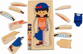 My Body Puzzle for Toddlers Kids Girls Montessori Wooden Anatomy Puzzle Play Set 3-8 Years Old Preschool Learning Game Human Body Skeleton Toys