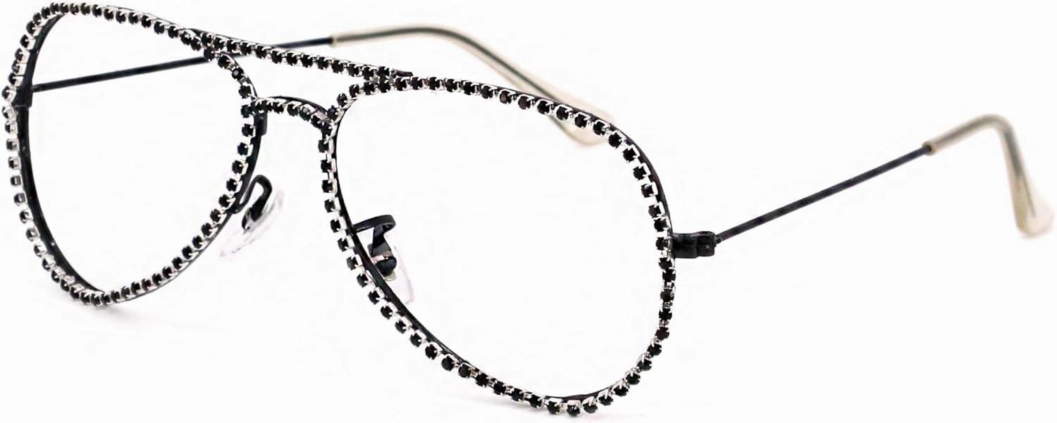Naimo Rhinestone Eyewear Frame No Lens Glasses Frame Diamond Decor Metal Frame Eyeglasses Women Men