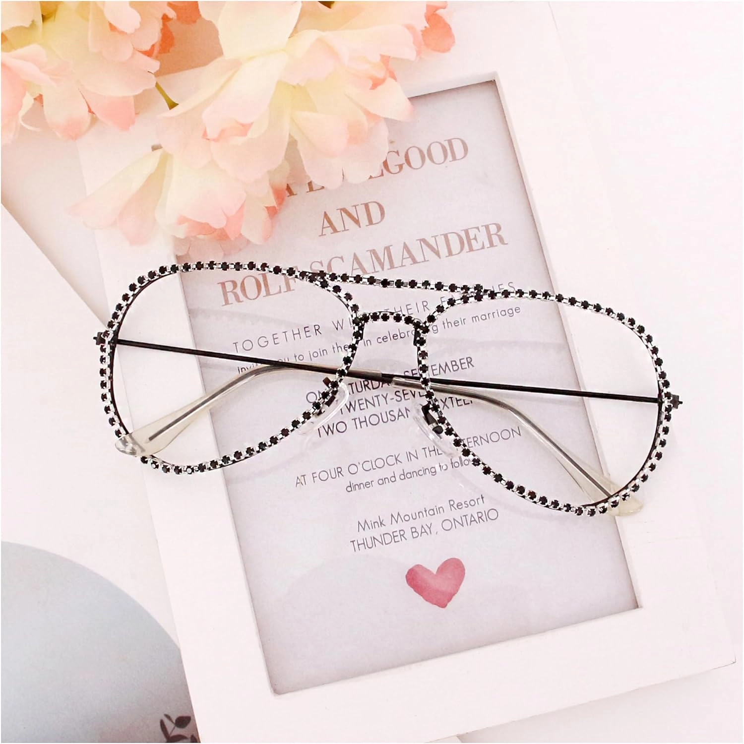 Naimo Rhinestone Eyewear Frame No Lens Glasses Frame Diamond Decor Metal Frame Eyeglasses Women Men