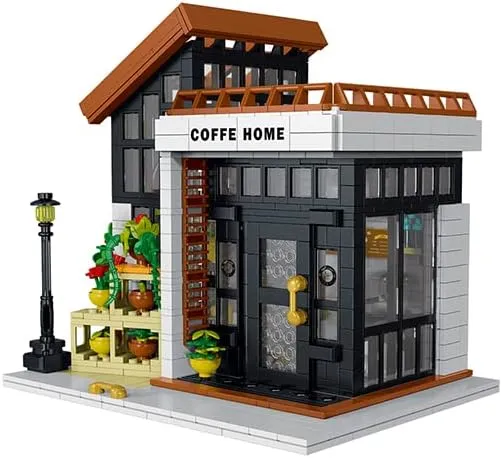 Narwhals 1593 Coffee Shop Building Blocks Set - Mini Café Model Kit with LED Lights, Transparent Bricks, Interactive Design for Adults & Teens 16 