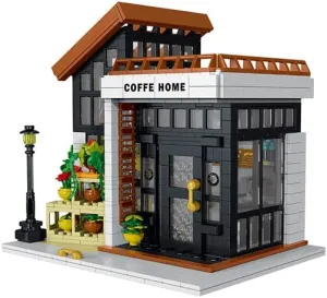 Narwhals 1593 Coffee Shop Building Blocks Set - Mini Café Model Kit with LED Lights, Transparent Bricks, Interactive Design for Adults & Teens 16 