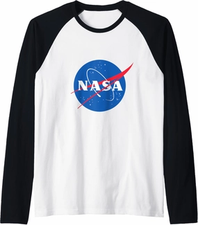 NASA Logo Raglan Baseball Tee Men Women Kids Black XX-Large Classic Fit Cotton Polyester Imported