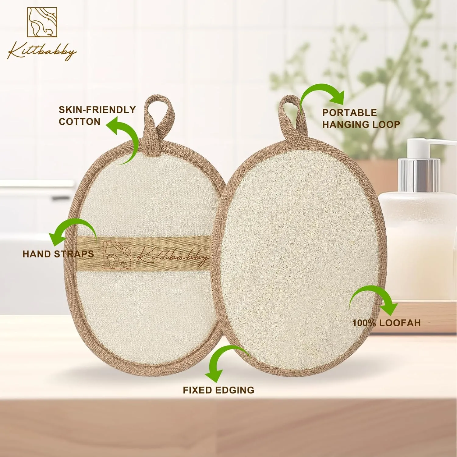 Natural Loofah Body Scrubber - Exfoliating Bath & Shower Sponge for Women, Men & Kids - Soft Facial & Back Scrub Pads - Eco-Friendly - Perfect Travel Gift Set for Family (5 Pack)